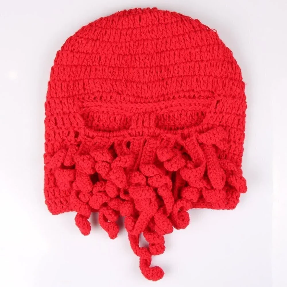 Men Red Bearded Beanie Octopus Pirate Vagabond Hat